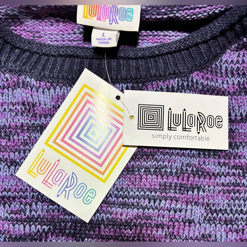 LuLaRoe Women's Marled Purple and Black Sweater - Picture 2 of 3
